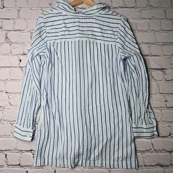 Soft Surroundings Escambia Gauze Tunic Button Up 100% Cotton Striped Shirt Large - Picture 7 of 10